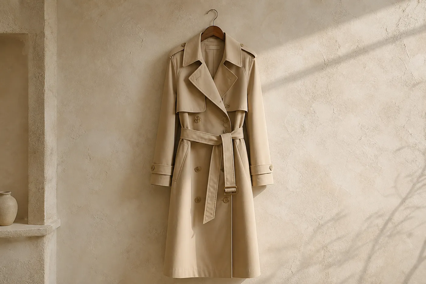 Trench Long en Coton Mastic Essentiel